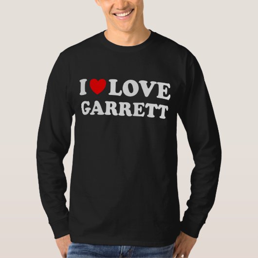 Red Heart I Love Garrett T-shirt (Voorkant)