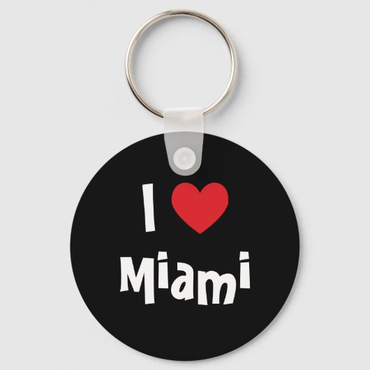 Red Heart I Love Miami Black Sleutelhanger (Voorkant)