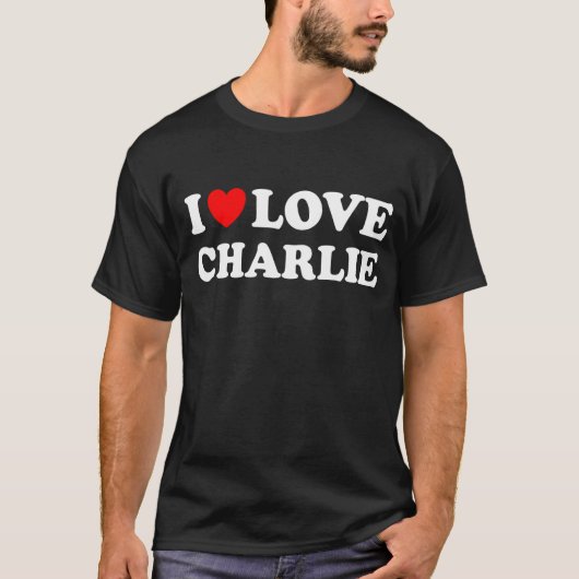 Red Heart Ik hou van Charlie T-shirt (Voorkant)