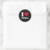 Red Heart Ik hou van Doria Ronde Sticker (Tas)