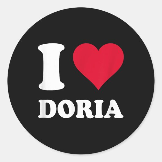Red Heart Ik hou van Doria Ronde Sticker (Voorkant)