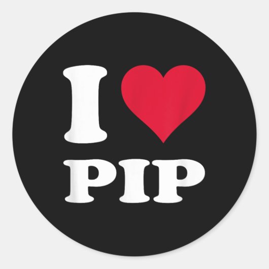 Red Heart Ik hou van Pip Ronde Sticker (Voorkant)