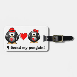 Red Heart ik vond mijn Penguin Mate voor het leven Bagagelabel