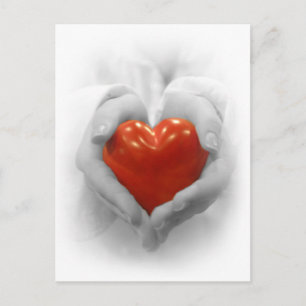 Red Heart in Hands, ik hou van je vorm Briefkaart