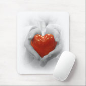 Red Heart in Hands, ik hou van je vorm Muismat (Met muis)