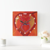 Red Heart Insider Square Wall klok (Huis)