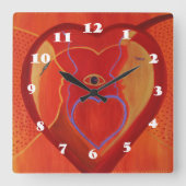 Red Heart Insider Square Wall klok (Voorkant)