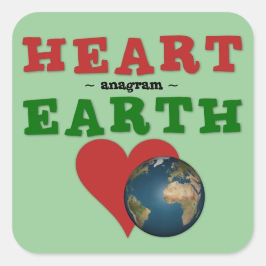 Red Heart is anagram voor Green Earth Vierkante Sticker (Voorkant)