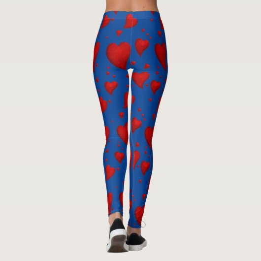 Red Heart Kerstmis Welkom 2022 Blue Leggings (Achterkant)