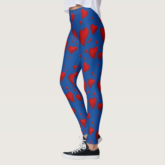 Red Heart Kerstmis Welkom 2022 Blue Leggings (Links)
