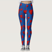 Red Heart Kerstmis Welkom 2022 Blue Leggings (Voorkant)