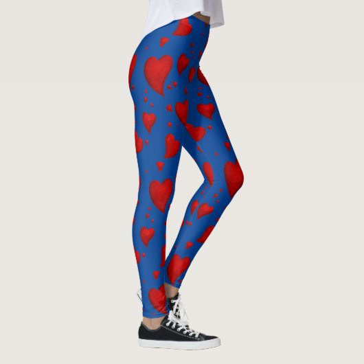Red Heart Kerstmis Welkom 2022 Blue Leggings (Rechts)