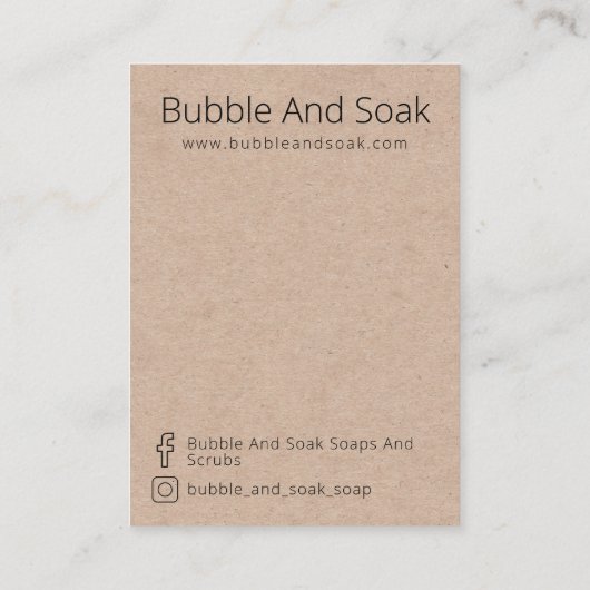 Red Heart Kraft Zeep Sample Display Kaart Visitekaartje (Achterkant)