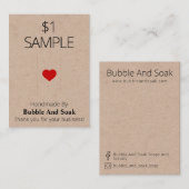 Red Heart Kraft Zeep Sample Display Kaart Visitekaartje (Voorkant / Achterkant)