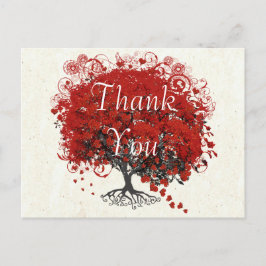 Red Heart Leaf Tree Bedankt Briefkaart