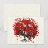 Red Heart Leaf Tree Bedankt Briefkaart (Voorkant / Achterkant)