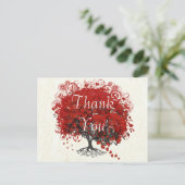 Red Heart Leaf Tree Bedankt Briefkaart (Staand voorkant)
