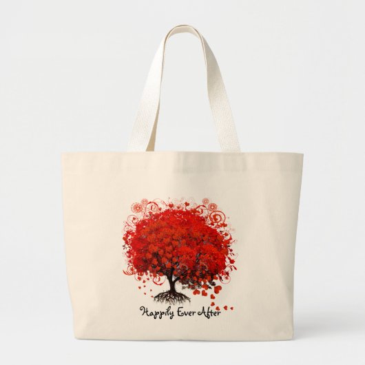 Red Heart Leaf Tree Honeymoon Beach Bag Grote Tote Bag (Voorkant)