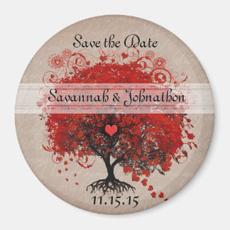 Red Heart Leaf Tree Save the Date Magnets Magneet