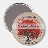 Red Heart Leaf Tree Save the Date Magnets Magneet (Voorkant / Achterkant)