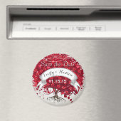 Red Heart Leaf Tree Save the Date Winter Herfst Magneet (Insitu (Vaatwasser))