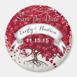 Red Heart Leaf Tree Save the Date Winter Herfst Magneet
