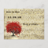 Red Heart Leaf Tree Sparen de Datum Aankondigingskaart (Voorkant)
