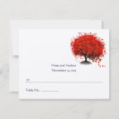 Red Heart Leaf Tree Transfer naar gevouwen tentkaa RSVP Kaartje (Voorkant)