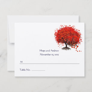 Red Heart Leaf Tree Transfer naar gevouwen tentkaa RSVP Kaartje