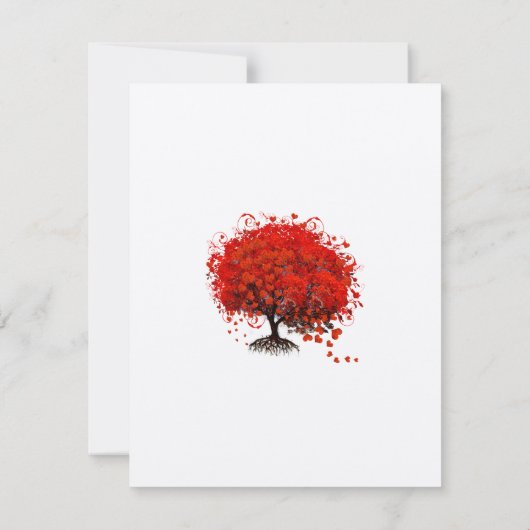 Red Heart Leaf Tree Transfer naar gevouwen tentkaa RSVP Kaartje (Achterkant)