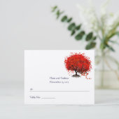 Red Heart Leaf Tree Transfer naar gevouwen tentkaa RSVP Kaartje (Staand voorkant)