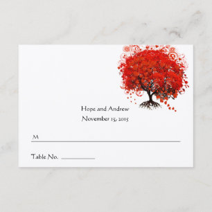 Red Heart Leafed Tree Enclosure Card RSVP Kaartje