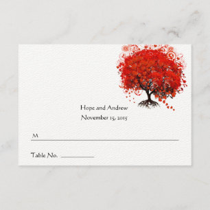 Red Heart Leafed Tree Enclosure Card RSVP Kaartje