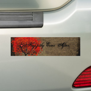 Red Heart Leafed Tree Gewoon gehuwde Bumpersticker