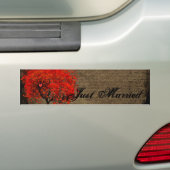 Red Heart Leafed Tree Gewoon gehuwde Bumpersticker (Op auto)