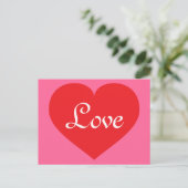 Red heart liefde en roze briefkaart (Staand voorkant)