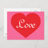 Red heart liefde en roze briefkaart (Voorkant / Achterkant)