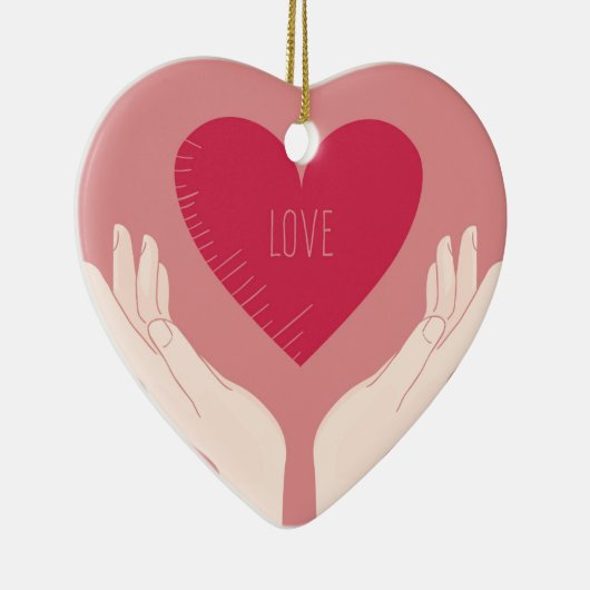 Red Heart-liefde romantische Valentijnsdag Keramisch Ornament (Rechts)