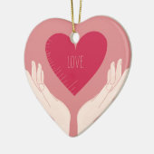 Red Heart-liefde romantische Valentijnsdag Keramisch Ornament (Links)