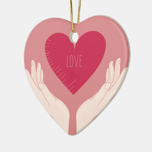 Red Heart-liefde romantische Valentijnsdag Keramisch Ornament (Links)