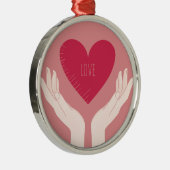 Red Heart-liefde romantische Valentijnsdag Metalen Ornament (Rechts)