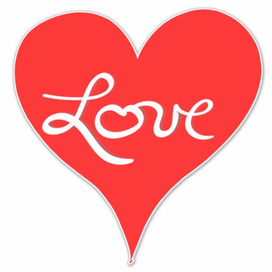 Red Heart Liefde Script Sticker (Voorkant)