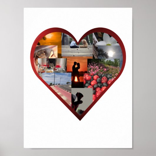 Red Heart Lijst Photo Collage Poster (Voorkant)