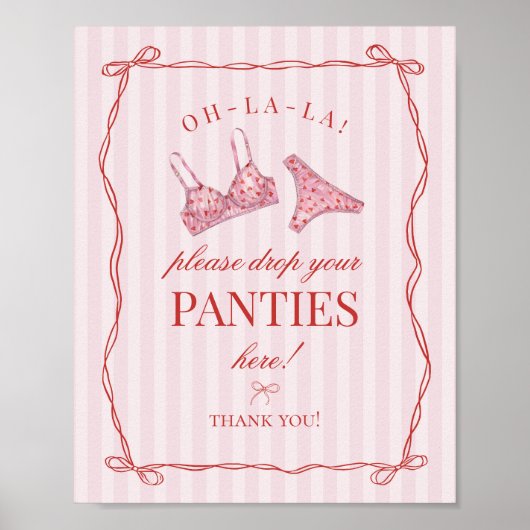 Red Heart Lingerie Bachelorette Panties Please Poster (Voorkant)