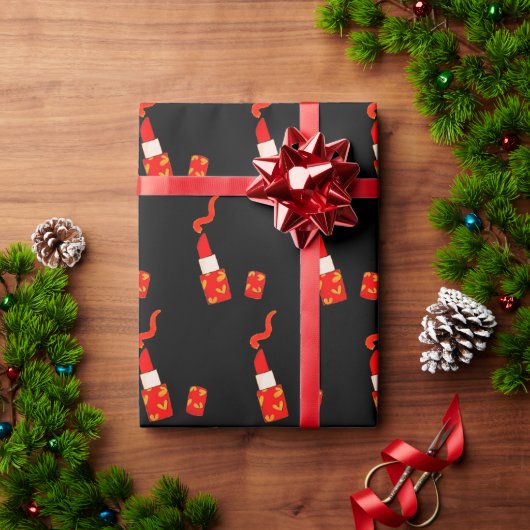 Red Heart Lipstick Pop Art Design Cadeaupapier (Feestdagen Geschenken)