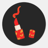 Red Heart Lipstick Pop Art Design Ronde Sticker (Voorkant)