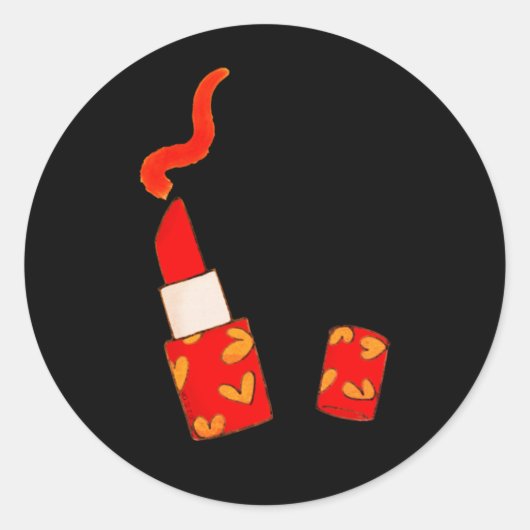 Red Heart Lipstick Pop Art Design Ronde Sticker (Voorkant)