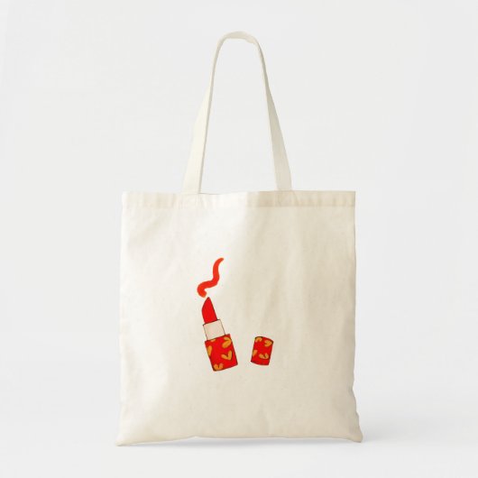 Red Heart Lipstick Pop Art Design Tote Bag (Voorkant)