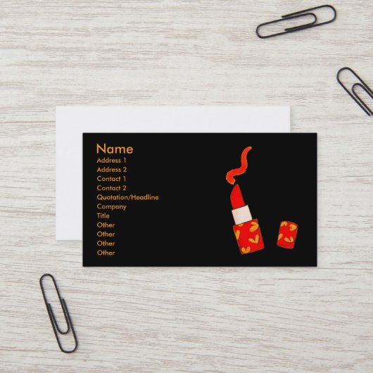Red Heart Lipstick Pop Art Design Visitekaartje (Voorkant / Achterkant in situ)