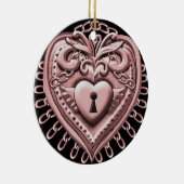 Red Heart Lock-ornament Keramisch Ornament (Rechts)